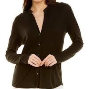 James Perse Standard Button Front Black Shirt